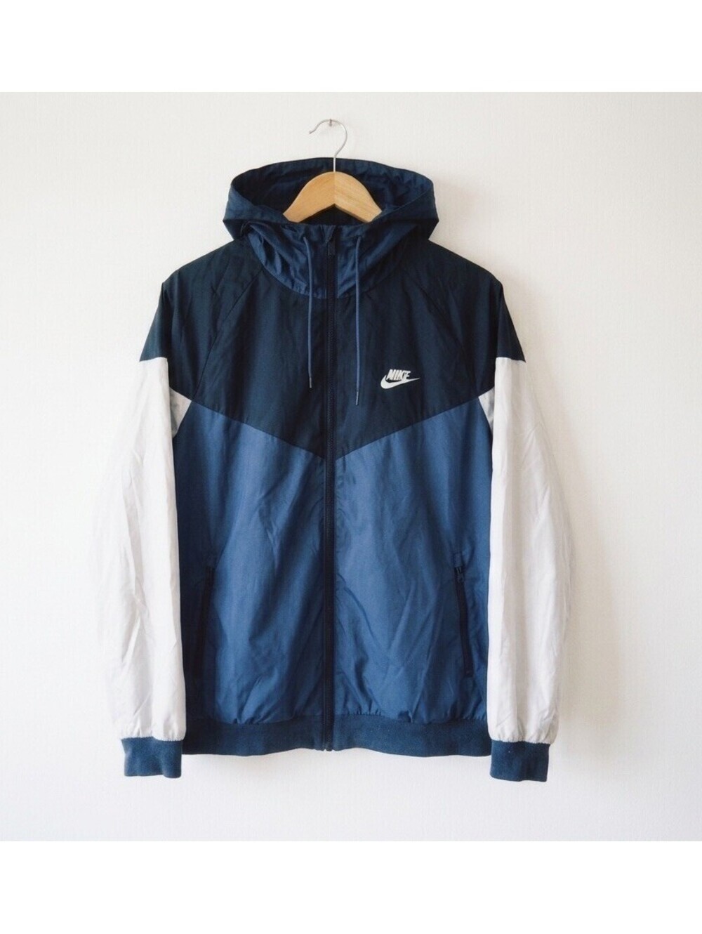 Nike Windrunner Hooded Windbreaker Jacket Men’s Large Blue Black Full Zip